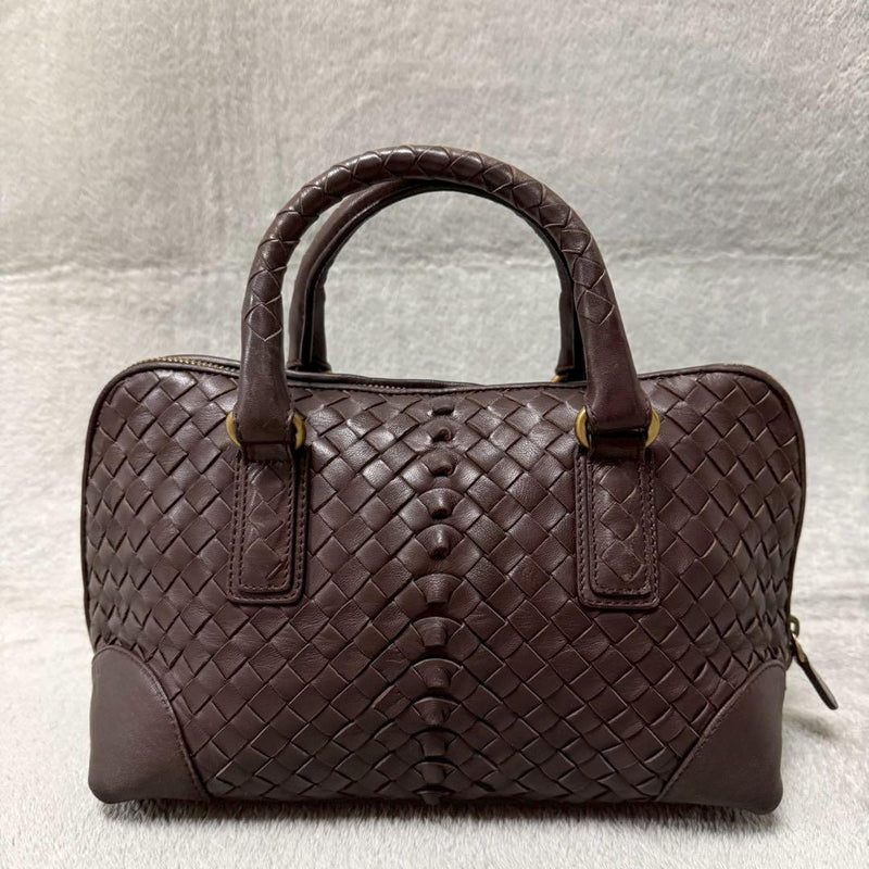 Bottega Veneta Intrecciato Handbag Brown Leather