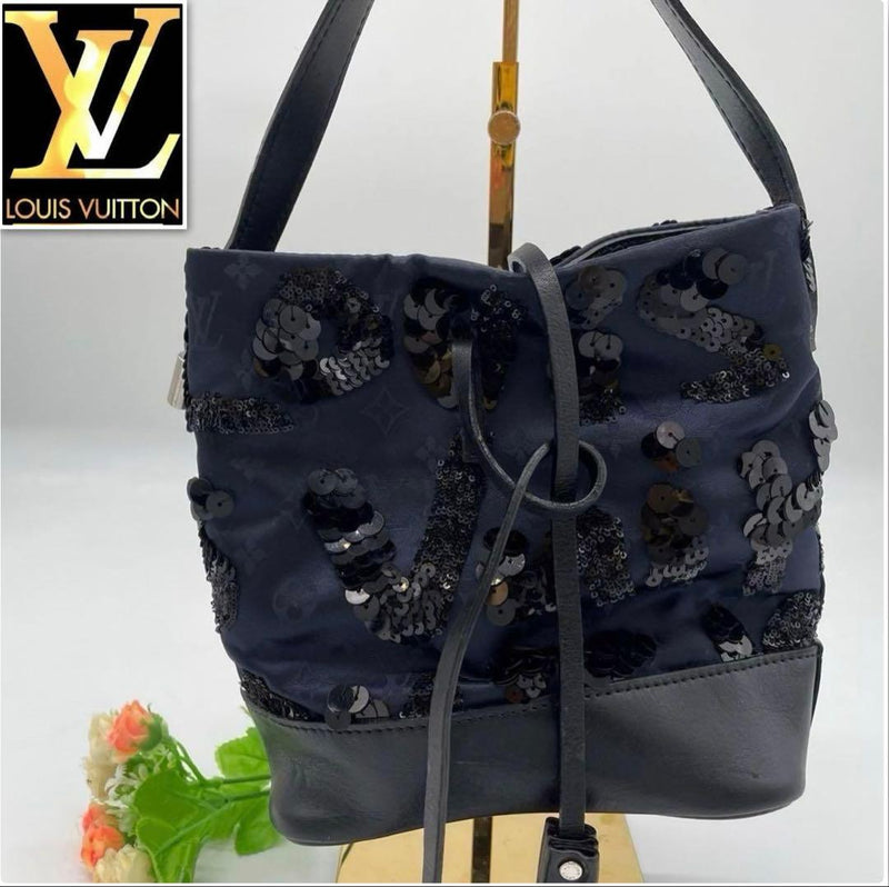 Monogram Satin Spotlight NN14 M94601 Handbag Black Navy