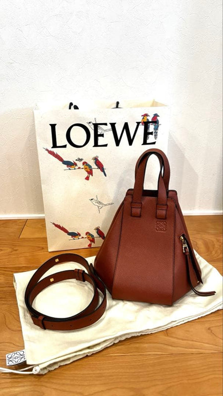 Loewe Hammock Medium Bag Handbag Shoulder Bag Rust Brown Leather Gold Hardware