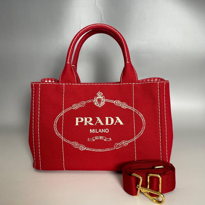 Prada Canapa S 2 Way Handbag Shoulder Bag Canvas
