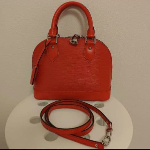 Louis Vuitton Alma Bb M41160 Handbag Coquelicot Red Leather