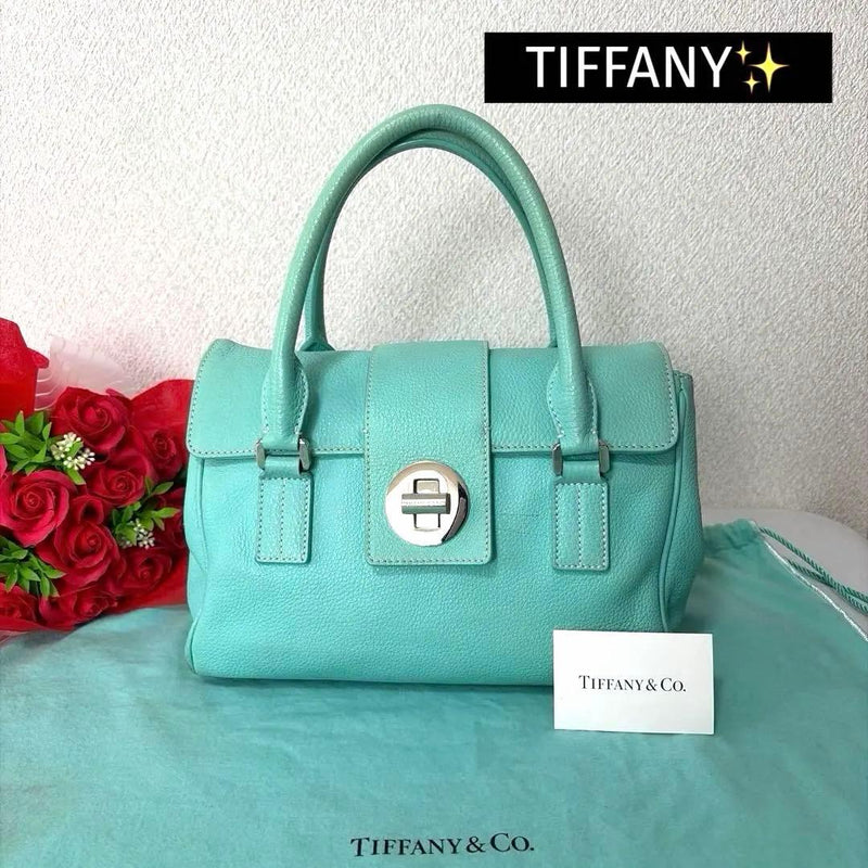 Tiffany Co. Manhattan Satchel Handbag Tiffany Blue Calf Leather Silver Hardware