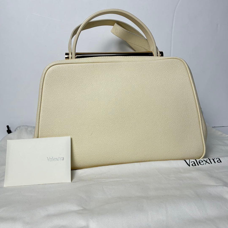 Valextra Serie S Medium 2-Way Handbag Shoulder Bag Leather Ivory