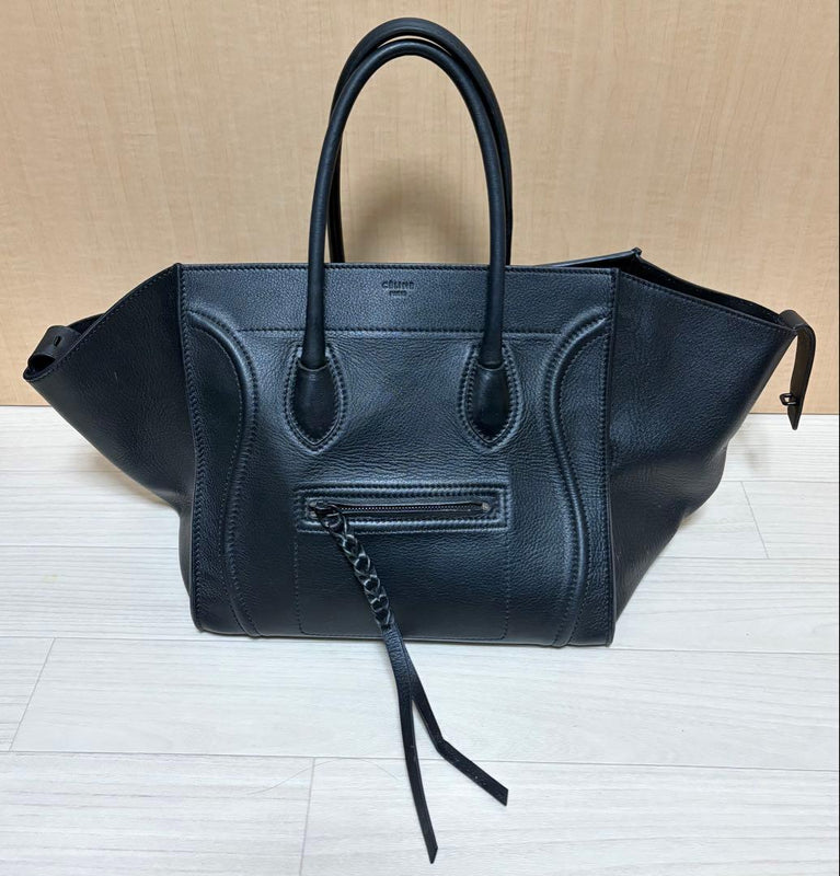 Celine Luggage Phantom Tote Bag Handbag Black Leather