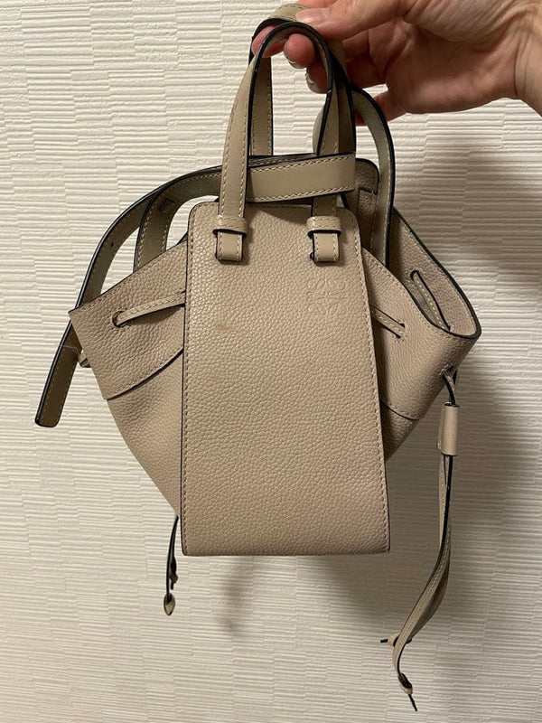 Loewe Hammock Drawstring Mini Bag 2WAY Handbag Shoulder Beige