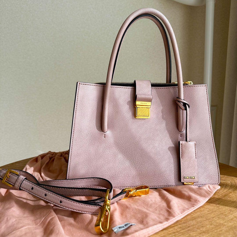 Miu Miu Madras 5BA104 Handbag Shoulder Bag Pink Leather