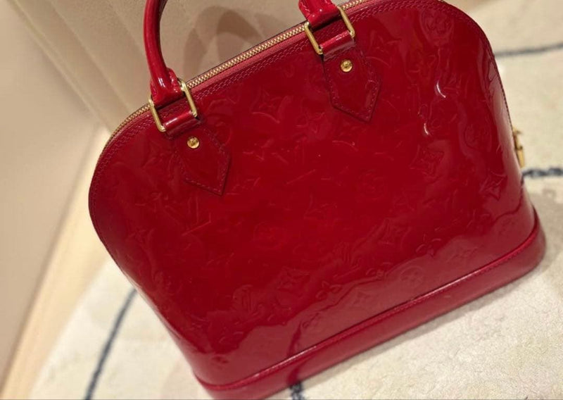 Louis Vuitton Monogram Vernis Alma Pm Handbag Rose Pink Leather