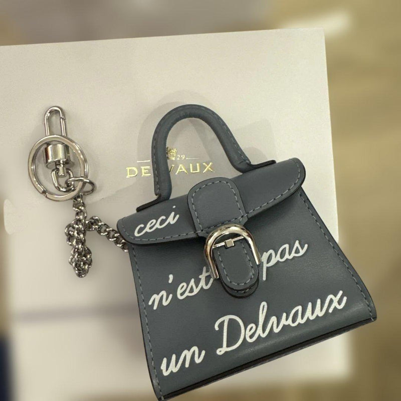 Delvaux Brillant Charm C Miniature Chain Bag Gray