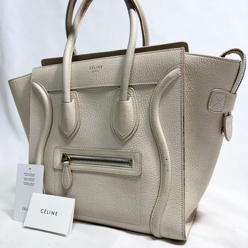 Celine Luggage Large Shopper Handbag Tote Bag Leather White