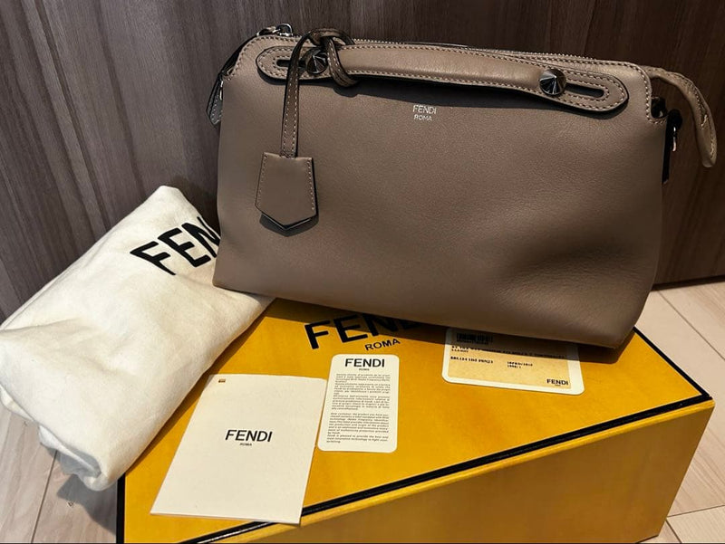 Fendi By The Way Shoulder Bag Handbag Crossbody Leather Gray