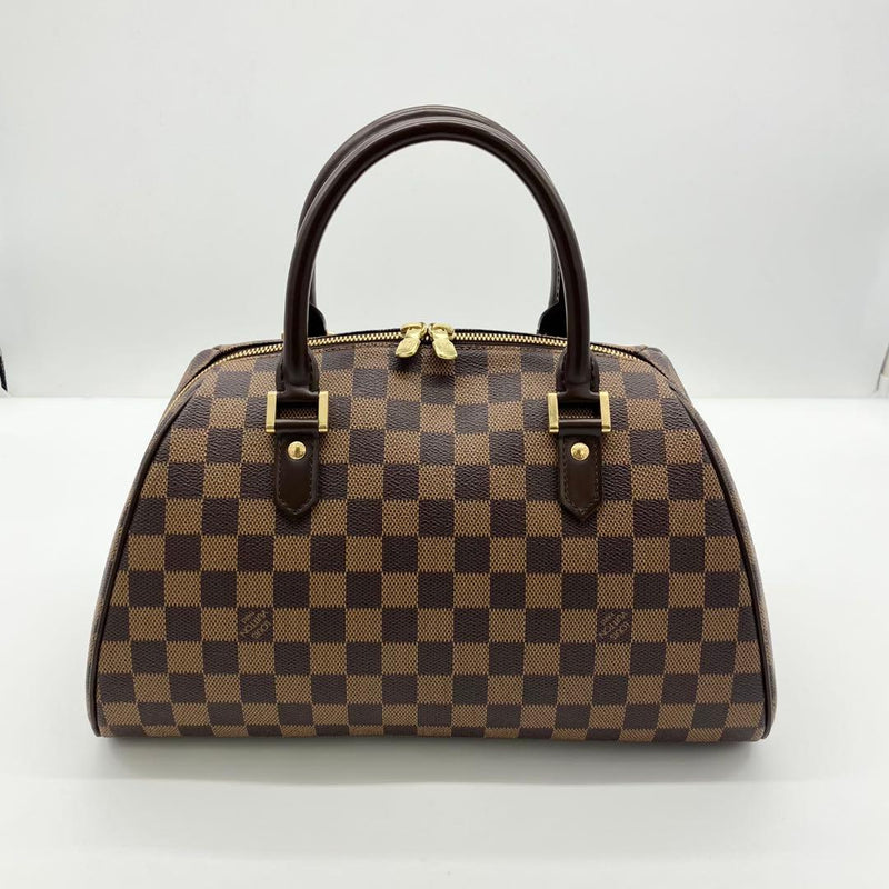Louis Vuitton Damier Ebene Ribera Mm Handbag Brown Leather