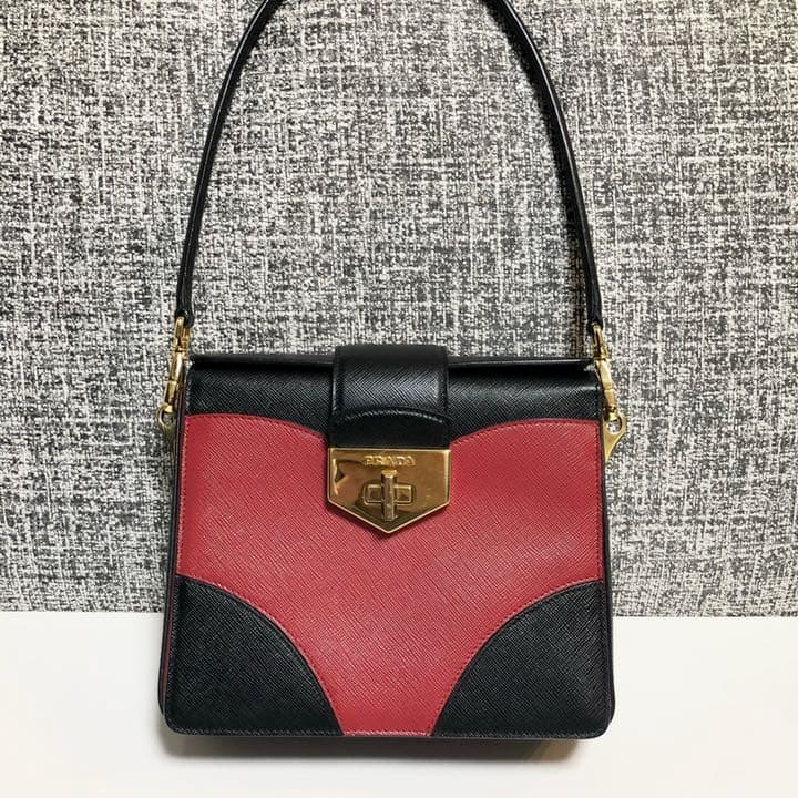 Prada Saffiano BR5045 Handbag Tote Calf Leather Black