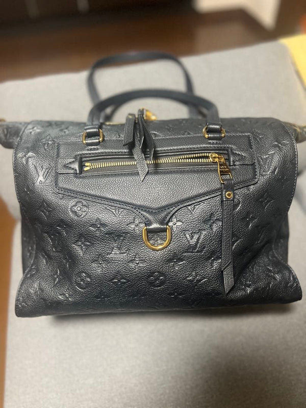 Louis Vuitton Monogram Handbag Shoulder Bag Leather Navy