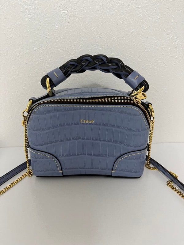 Chloe Daria Mini Shoulder Bag Crocodile Embossed Leather 2WAY Chain