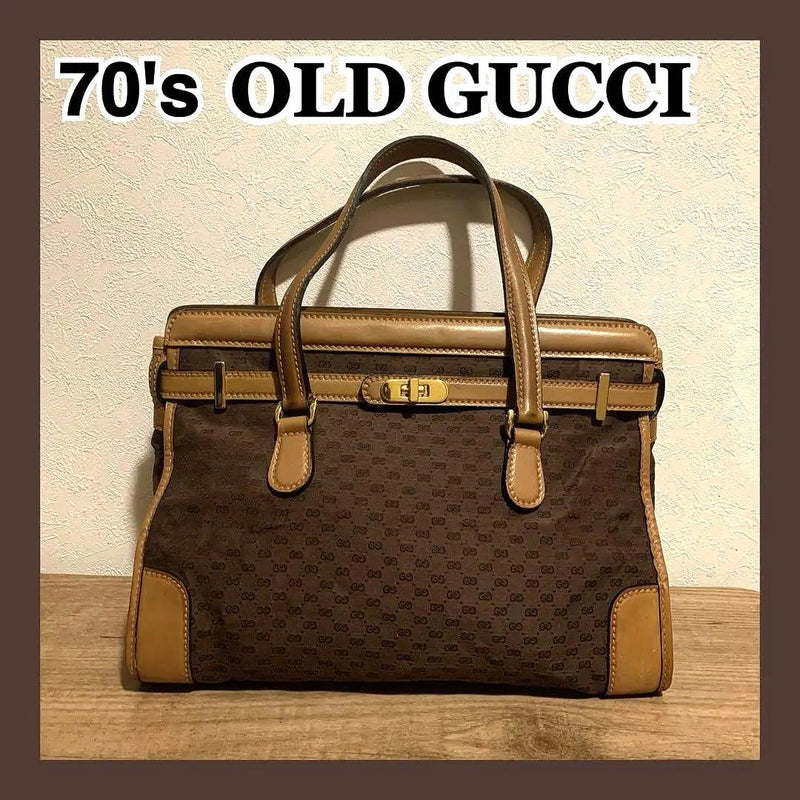 Gucci Micro Gg Handbag Leather Brown Gold Hardware