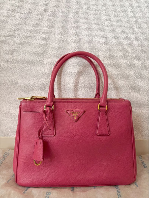 Prada Galleria Handbag Saffiano Pink Gold Hardware Shoulder Bag