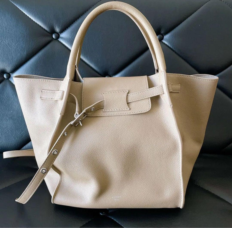 Celine Big Bag Small Handbag Tote Calf Leather Light Taupe