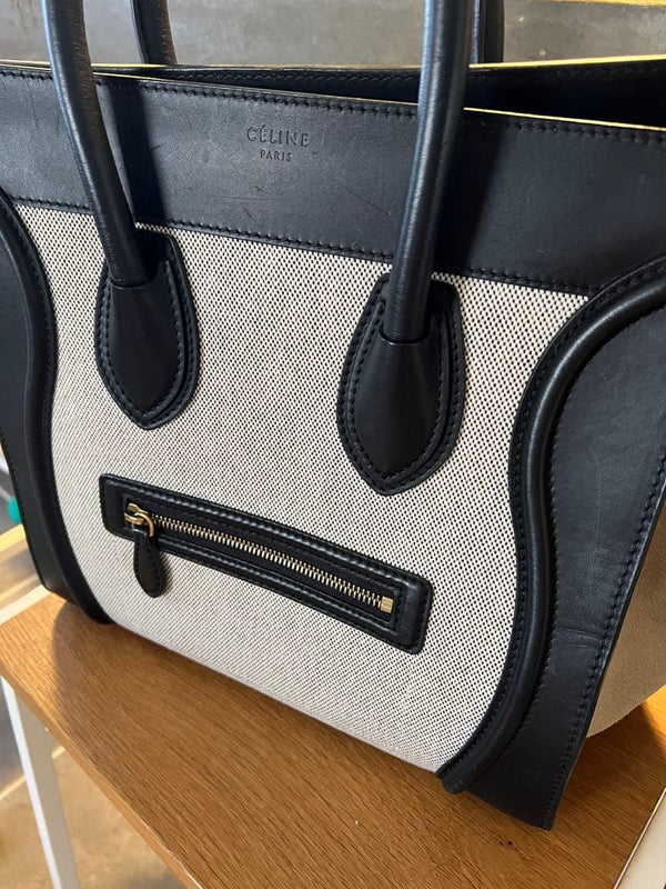 Celine Luggage Mini Handbag Leather Suede Tote Bag