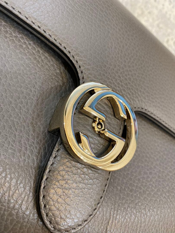 Gucci Handbag Shoulder Bag Gray Gold Hardware