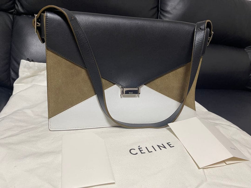 Celine Diamond Shoulder Bag Leather Handbag