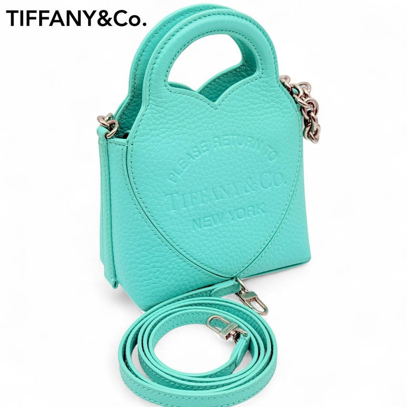 Tiffany Co. Return To Tiffany 2 Way Handbag Shoulder Bag Blue Leather