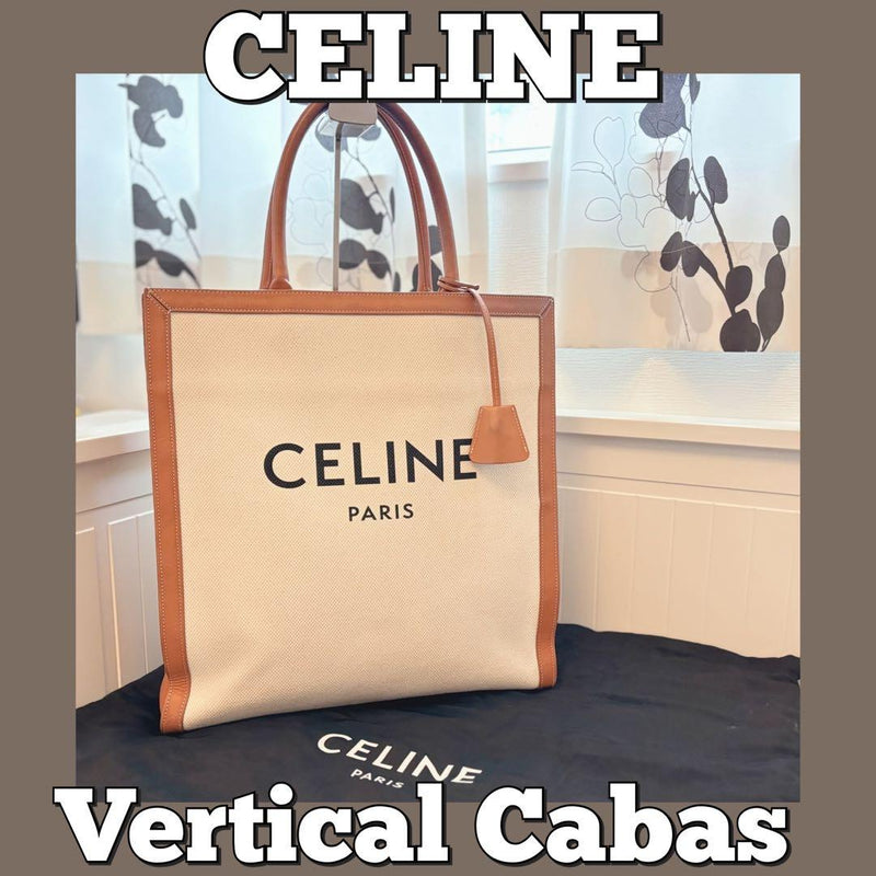 Celine Vertical Cabas Tote Handbag Shoulder Bag Leather