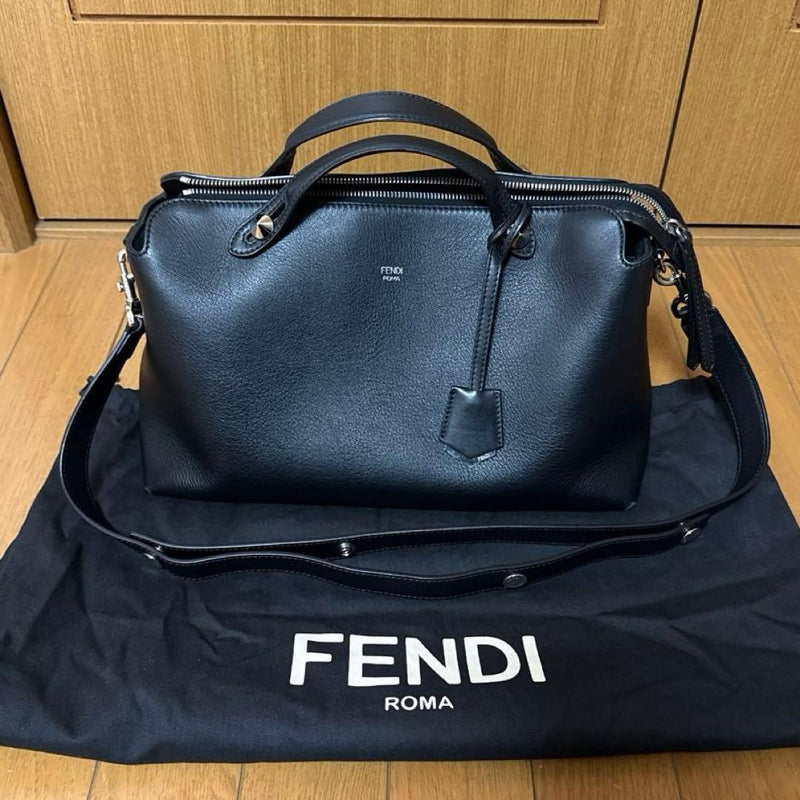 Fendi By The Way Medium Shoulder Bag Black Leather Silver Hardware