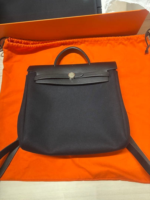 Herbag Backpack Canvas Black Shoulder Bag Handbag