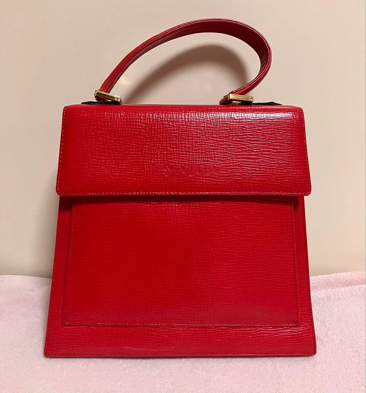 Shoulder Bag Red Leather Gold Hardware Vintage Handbag