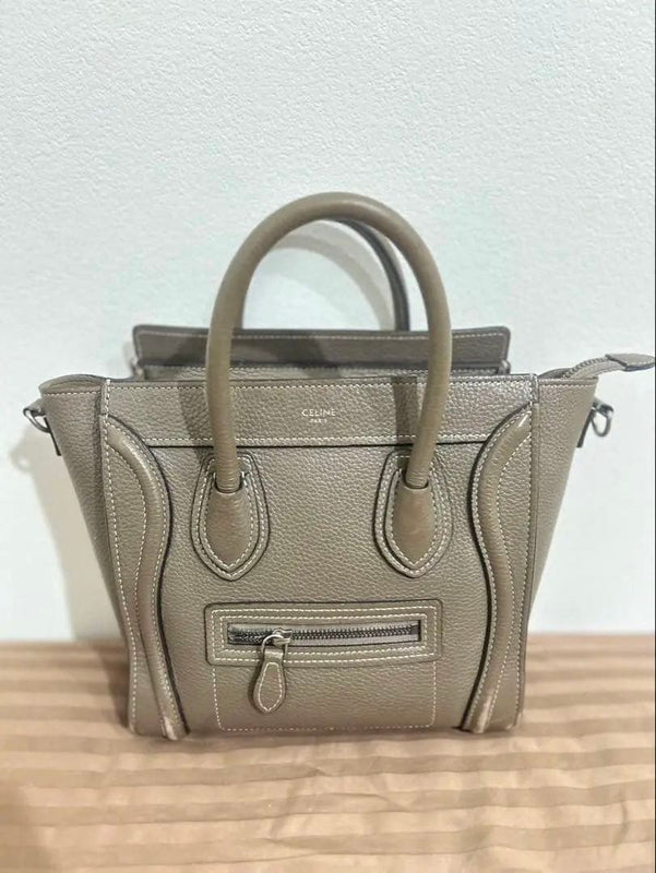 Céline Luggage Nano Mini Bag Leather Gray Handbag