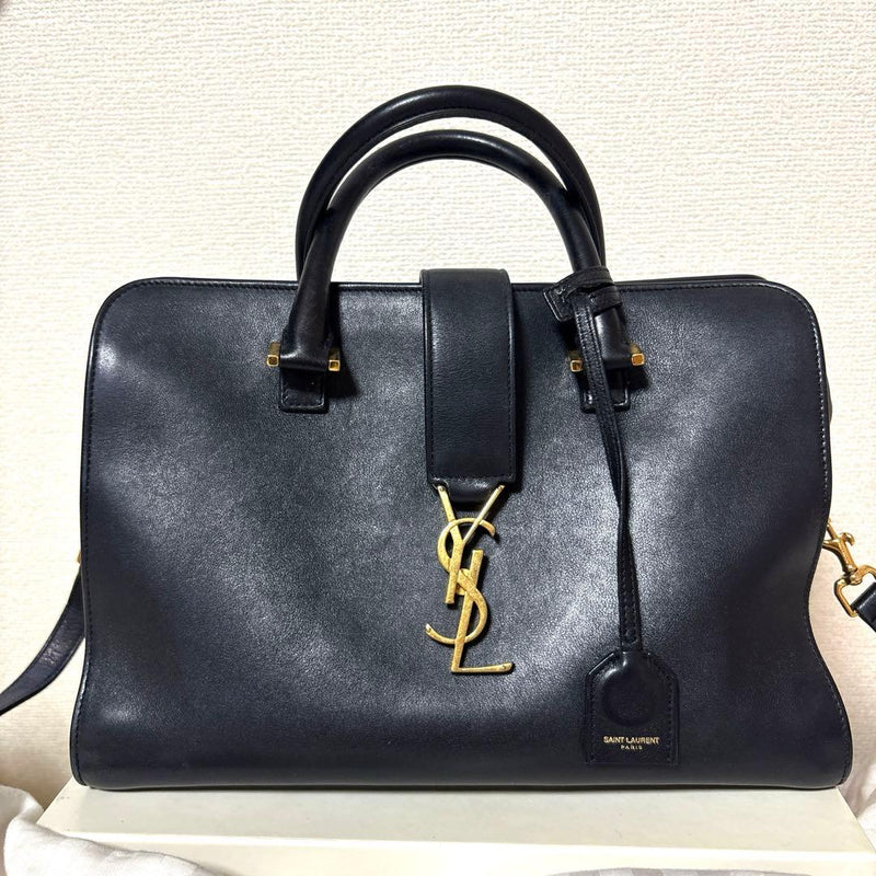 Saint Laurent Baby Cabas Handbag Shoulder Bag Leather Black