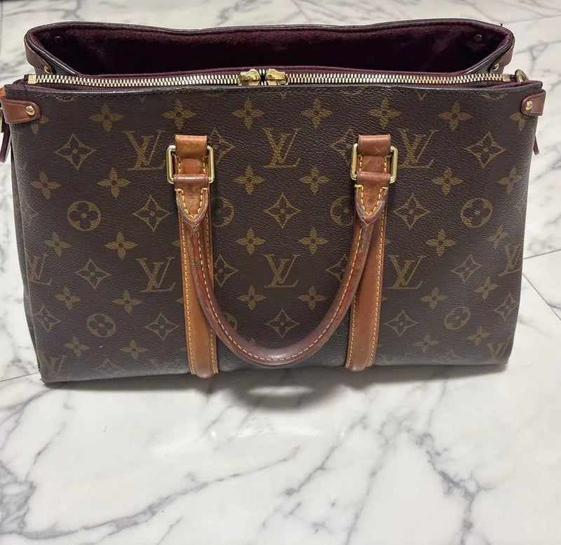 Monogram Soufflot Mm M44816 Handbag Canvas Leather Gold Hardware