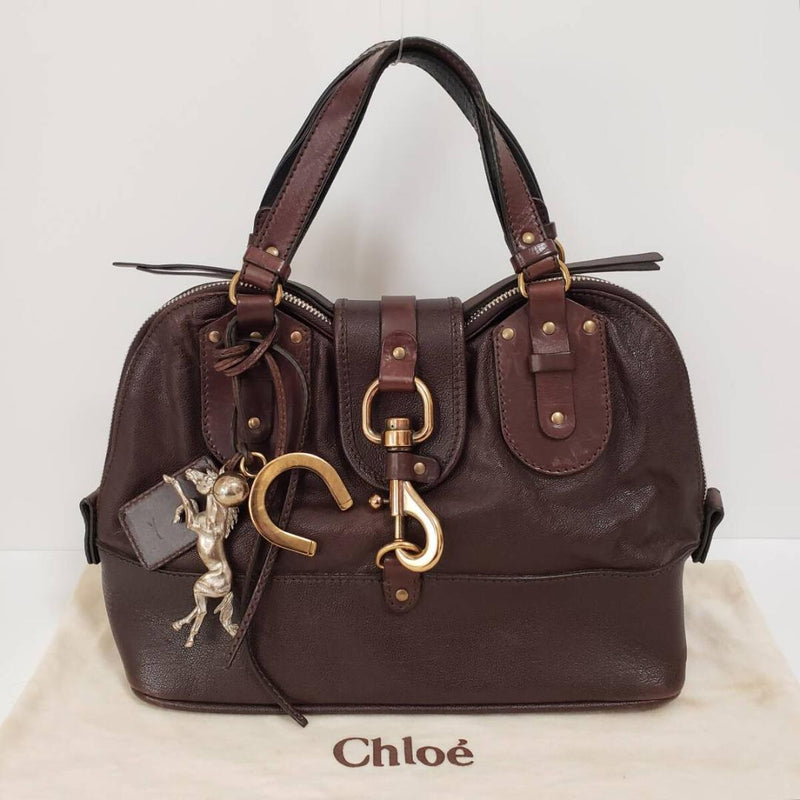 Chloe Kerala 03-07-51-5267 Handbag Leather Dark Brown Horse Charm