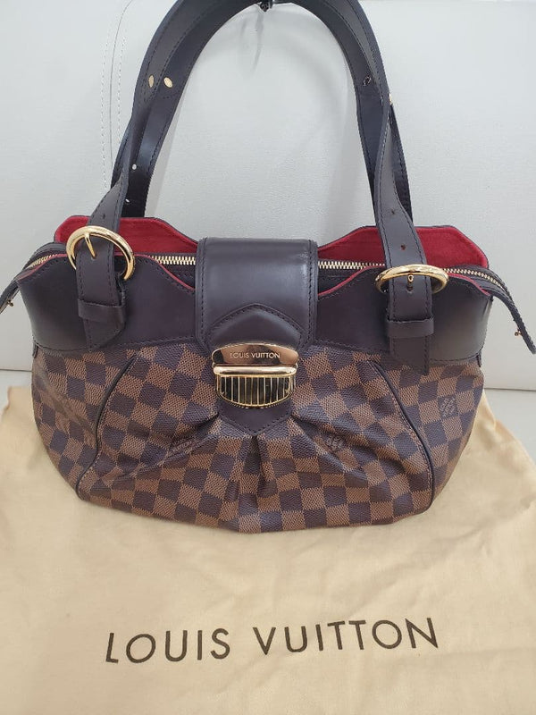 Louis Vuitton Damier Sistina Pm Handbag Brown Leather Gold Hardware