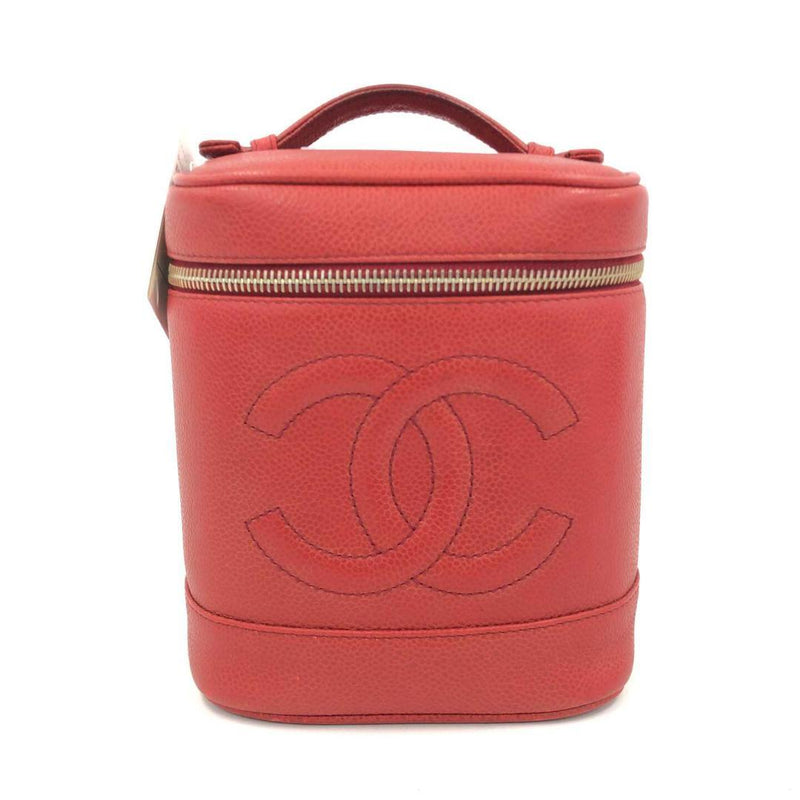 Chanel Coco Mark Vanity Bag Caviar Skin Red Handbag