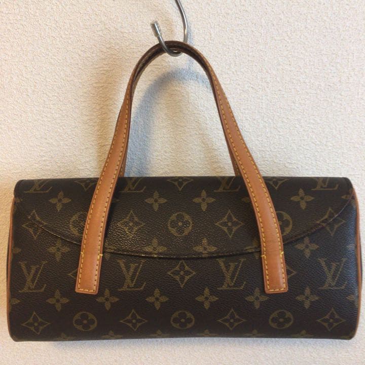 Louis Vuitton Sonatine Handbag Monogram Canvas Leather Deep Red Interior