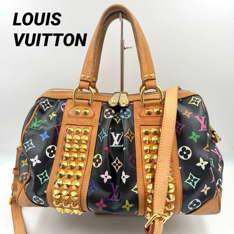 Louis Vuitton Takashi Murakami Courtney Handbag Shoulder Bag Leather Black