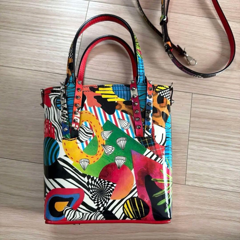 Christian Louboutin Cabata Ns Mini Tote Bag Enamel 2-Way Studded