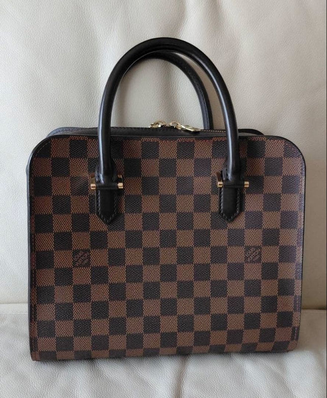 Louis Vuitton Damier Ebene VI1908 Handbag Leather Brown Dark Brown