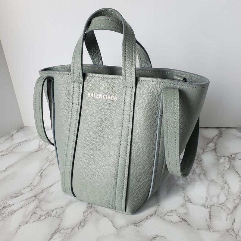 Balenciaga Everyday North South Tote Bag Leather Light Gray Blue-gray
