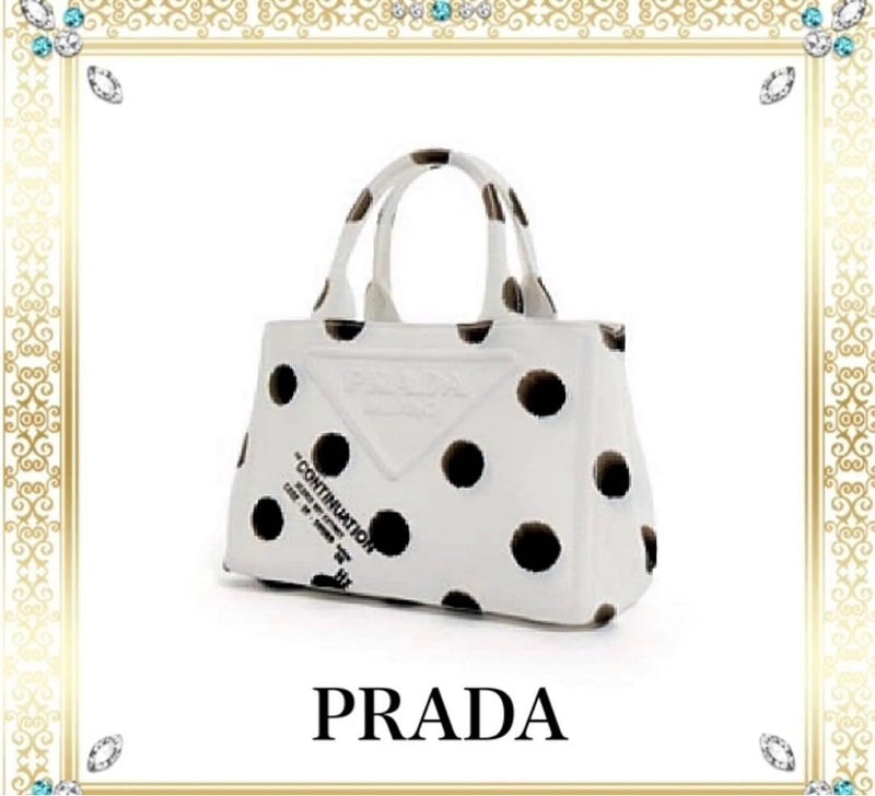 Prada Canapa Handbag Shoulder Bag Canvas White