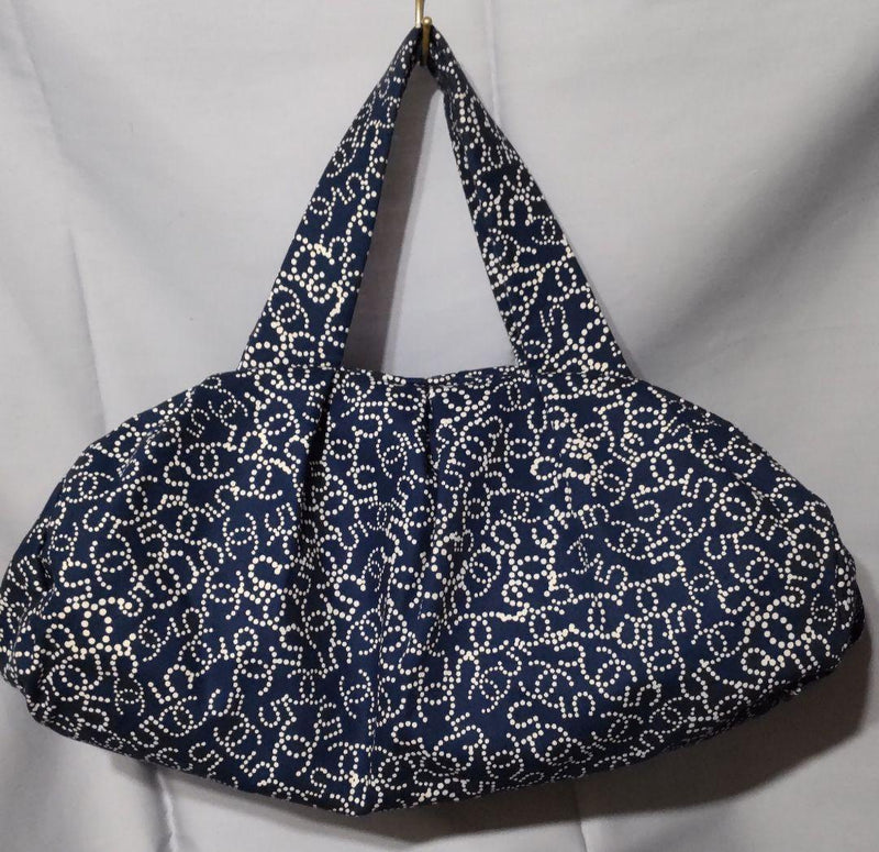 Chanel Logo Handbag Tote Bag Cotton Canvas Navy Off-white