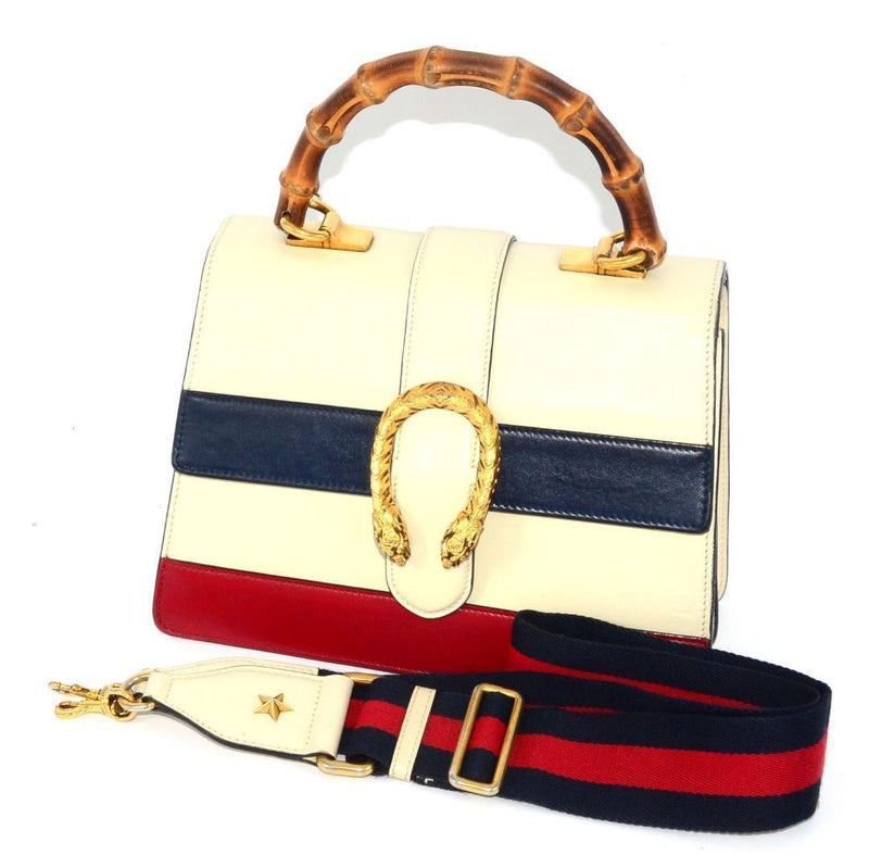 Gucci Dionysus Bamboo Top Handle 448075 2-Way Shoulder Bag Leather White
