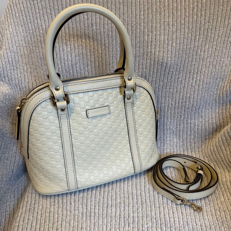 Gucci Micro Guccissima Margaux Mini Dome 449654 Shoulder Bag Cream Leather