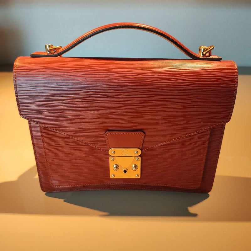 Louis Vuitton Monceau Epi Leather Handbag Brown Gold Hardware