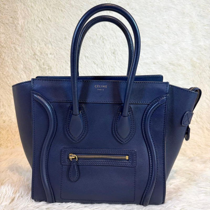 Celine Luggage Micro Shopper Handbag Leather