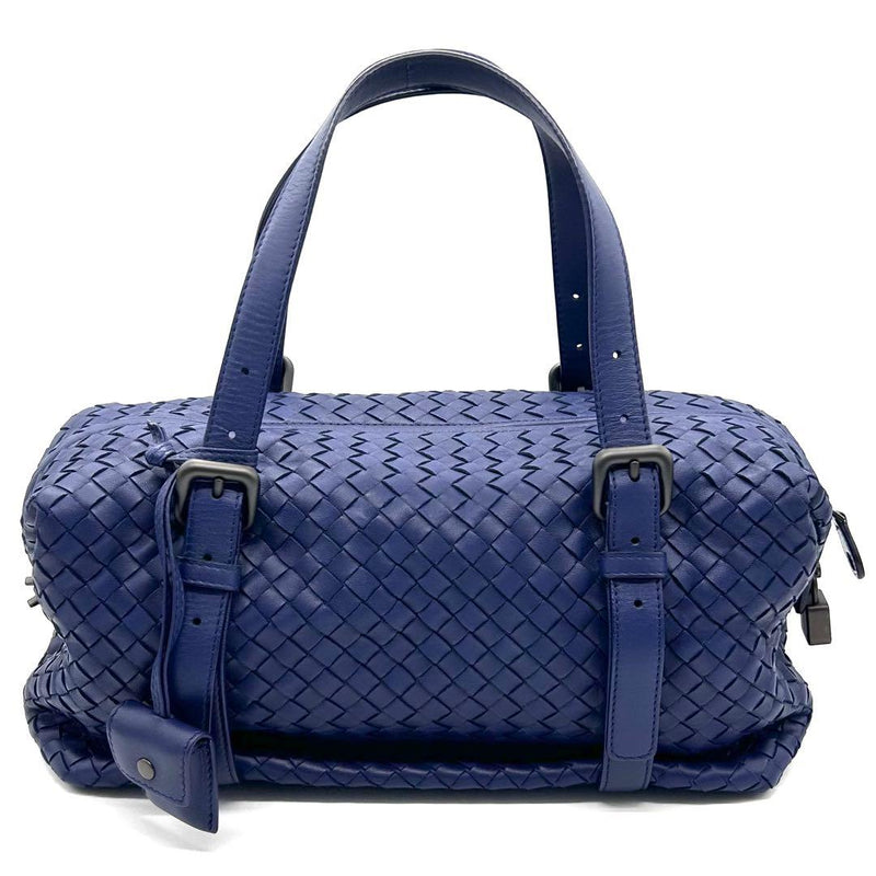 Bottega Veneta Intrecciato Montaigne 272801 Handbag Lamb Leather Navy