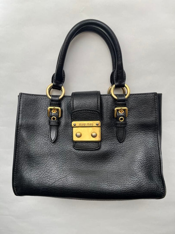 Miu Miu Madras 2-Way Handbag Shoulder Bag Leather