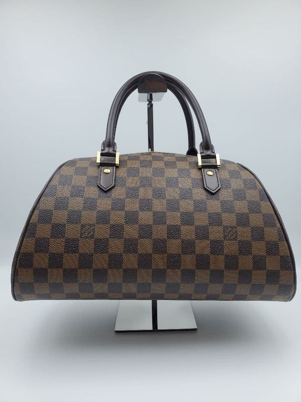 Louis Vuitton Damier Ribera Mm Handbag Brown Canvas Gold Hardware