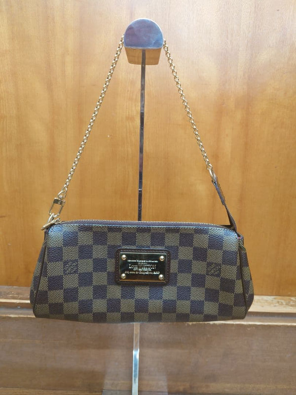 Louis Vuitton Eva Damier N55213 Shoulder Bag Canvas Brown Gold Chain